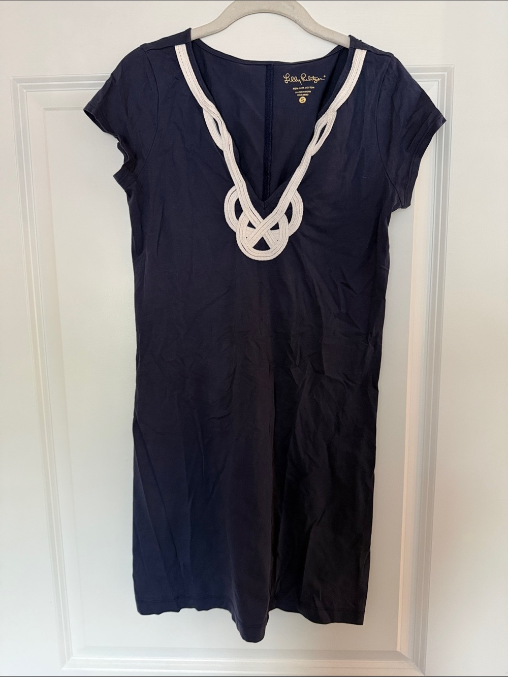 Lilly Pulitzer Navy Rope-Trim V-Neck Dress